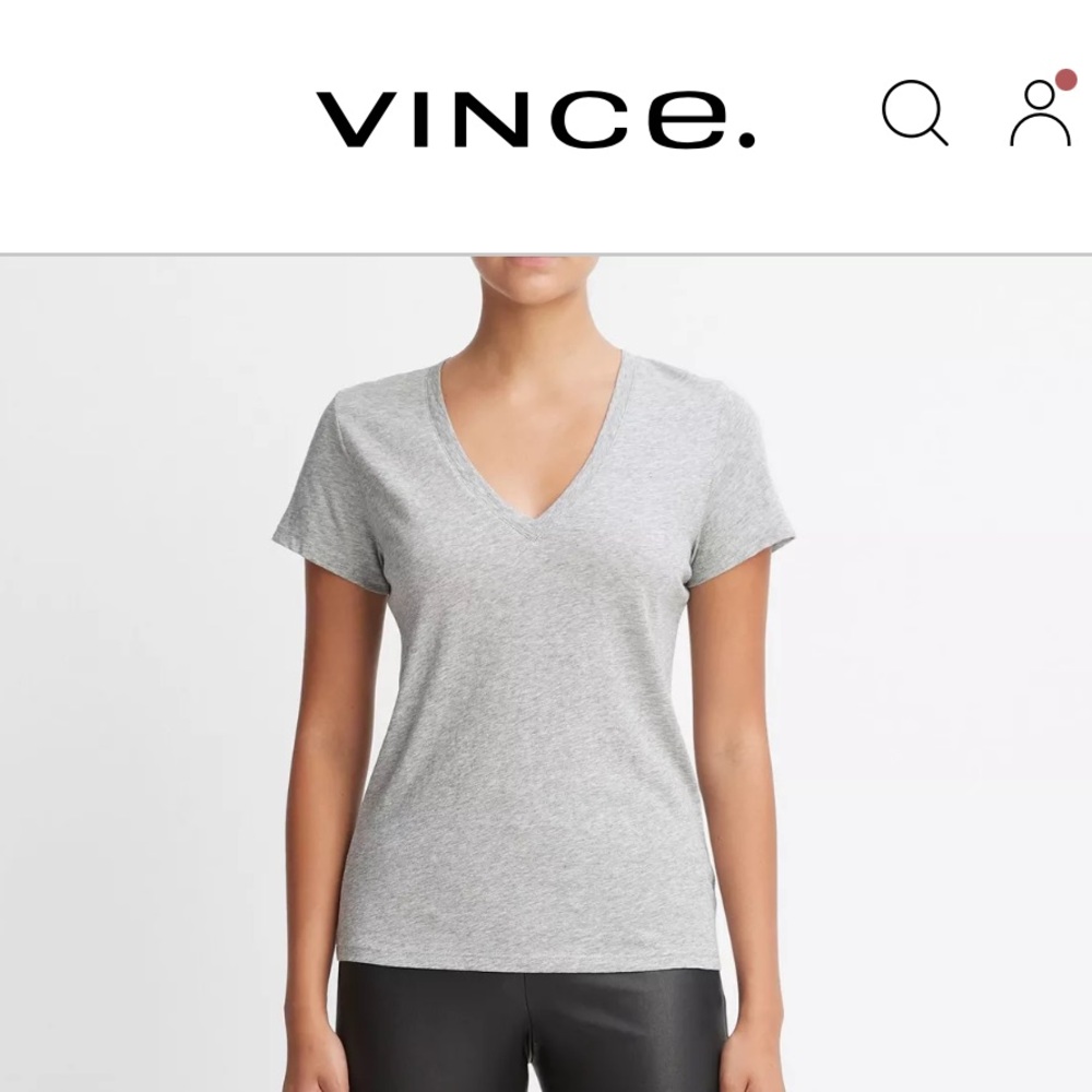 NWT VINCE Essential Pima Cotton V-Neck T-Shirt, Grey, Size M